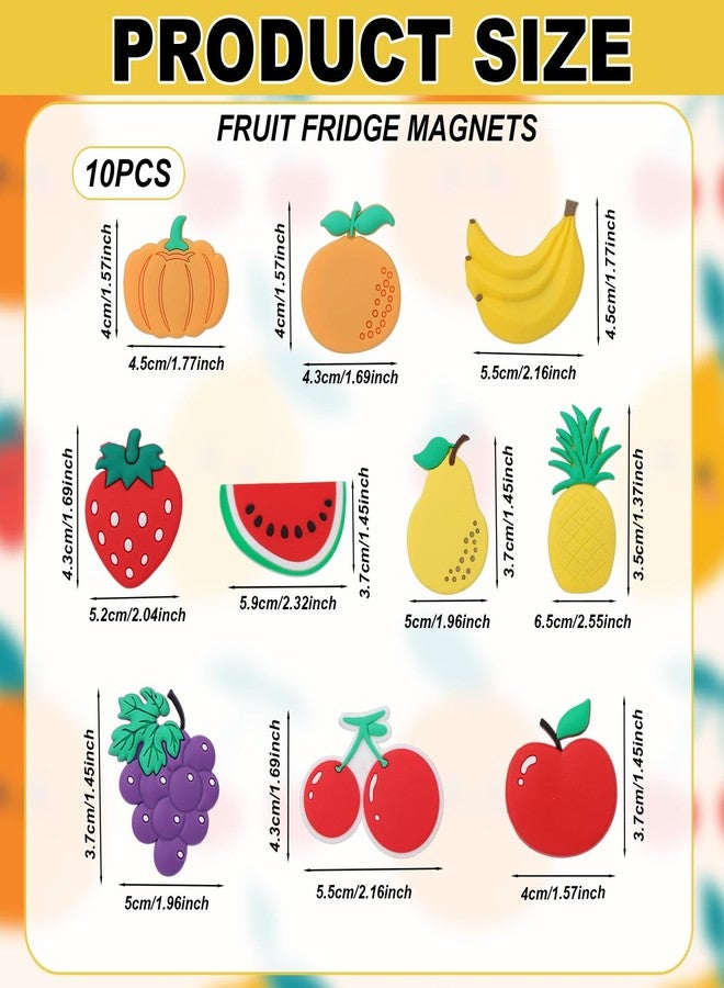 lasuroa 10pcs Fruit Refrigerator Magnets, Waterproof PVC Large Size Cute Decorative Fruit Shaped Fridge Magnets Decorations for Children's Baby Educational Toys - Image 2